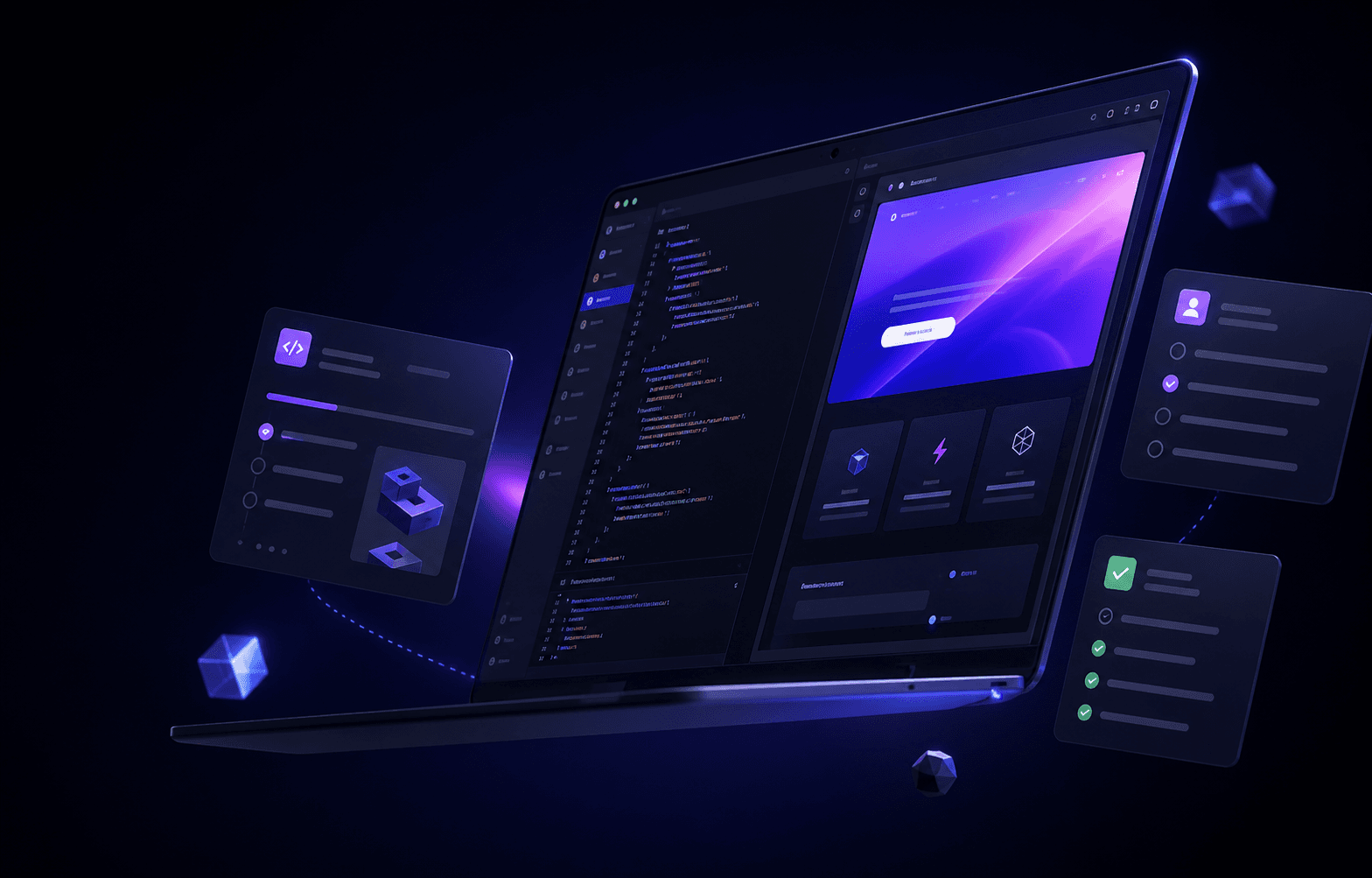 A FineFrontend practice workspace with a code editor and live preview